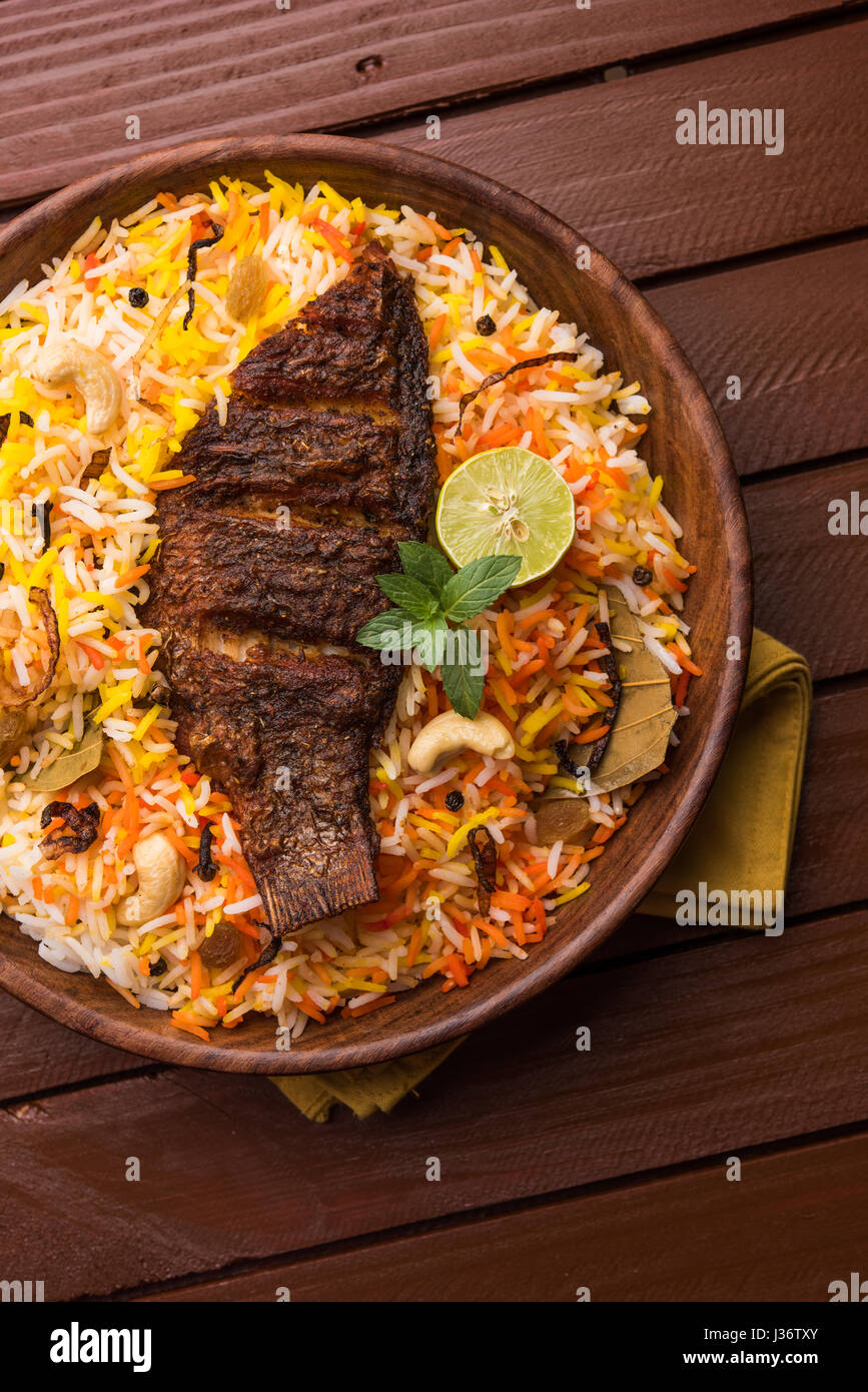 Fish Biryani or fish Rice - Popular Indian non-vegetarian recipe made ...