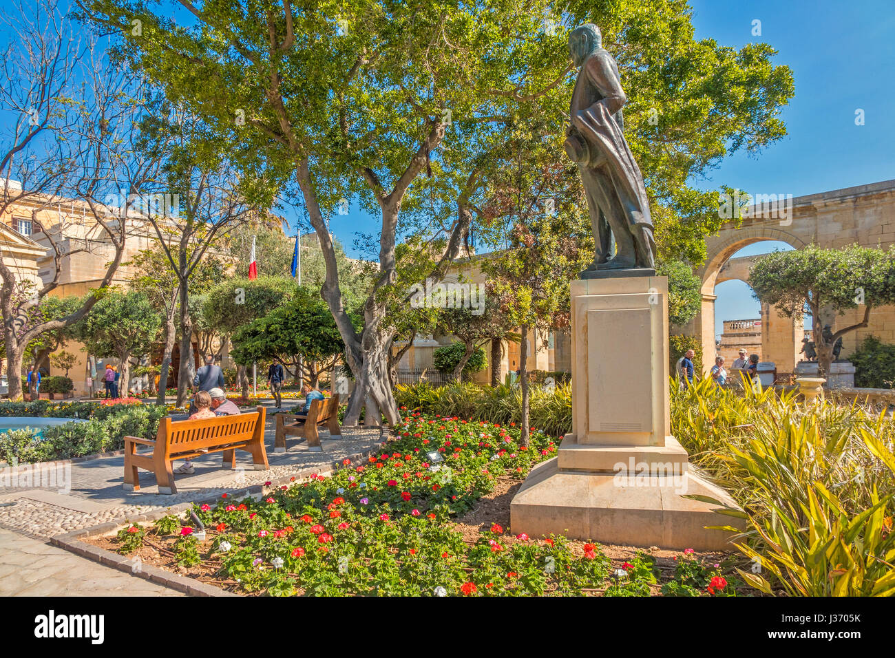 Lord Strickland Statue, Upper Barrakka Garden, Valletta, Malta Stock
