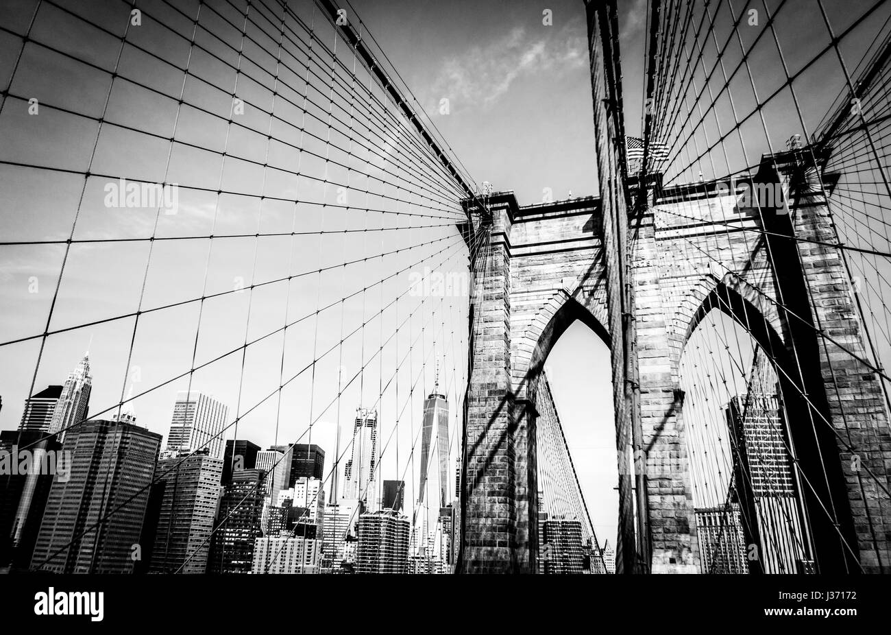 New york brooklyn bridge manhattan Black and White Stock Photos