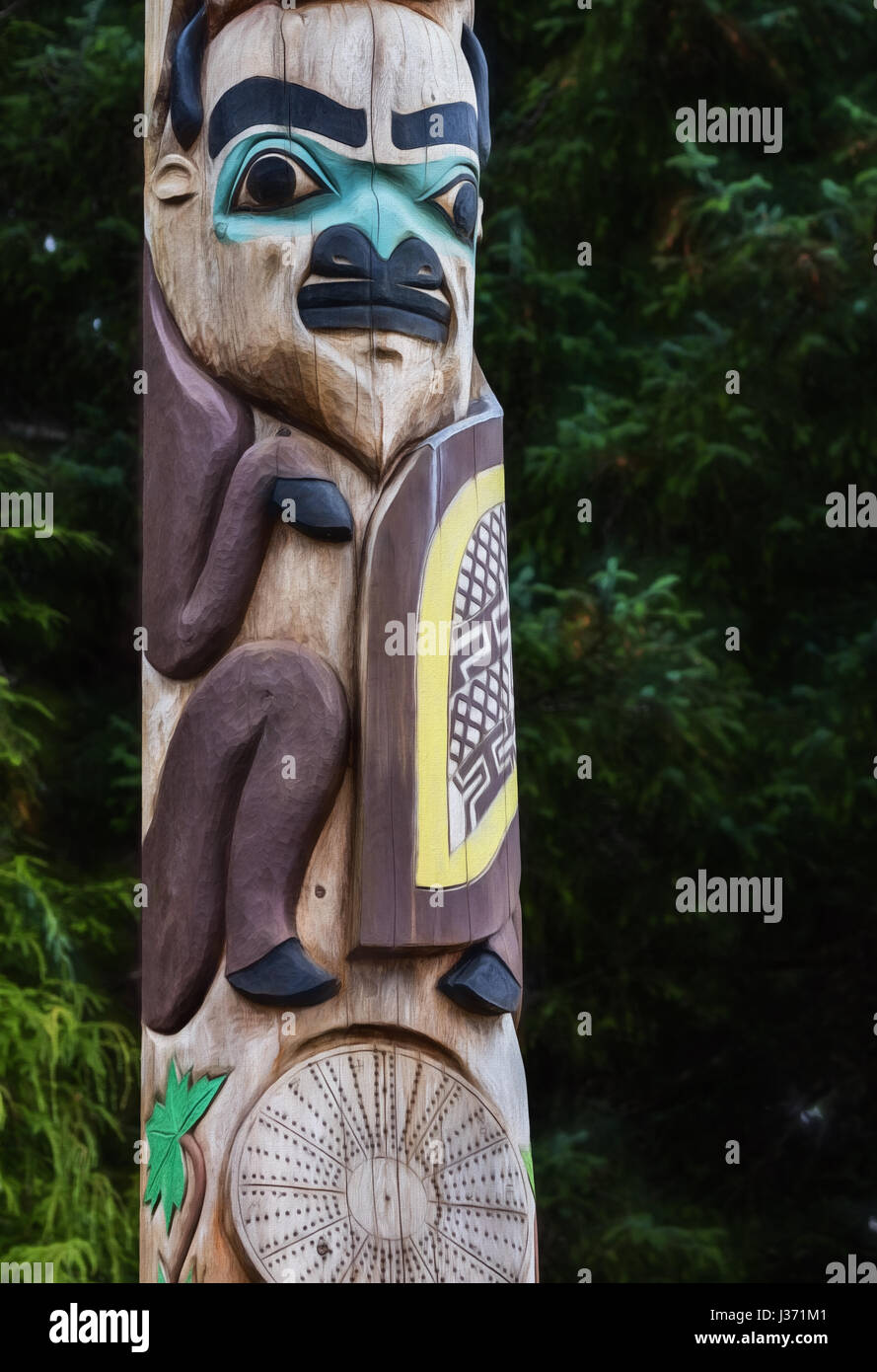 Native American Tlingit totem Poles in Sitka, Alaska Stock Photo - Alamy