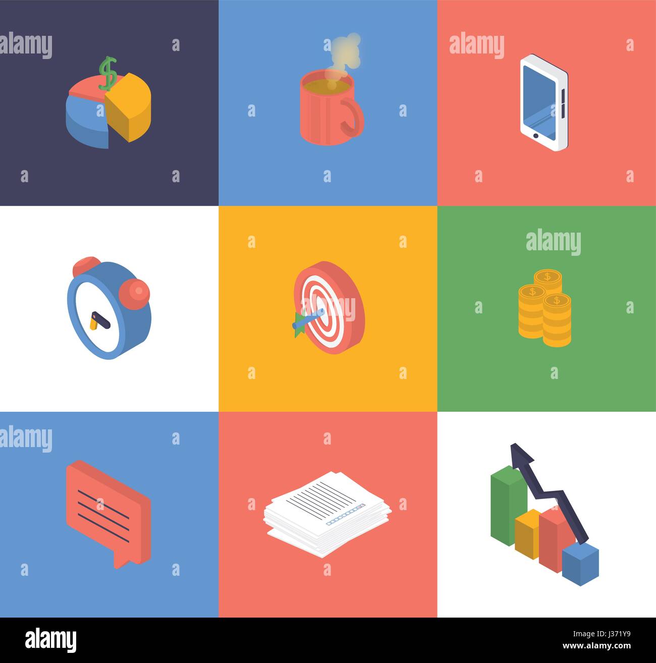 Vector illustration. Set of business isometric flat icons Stock Vector ...