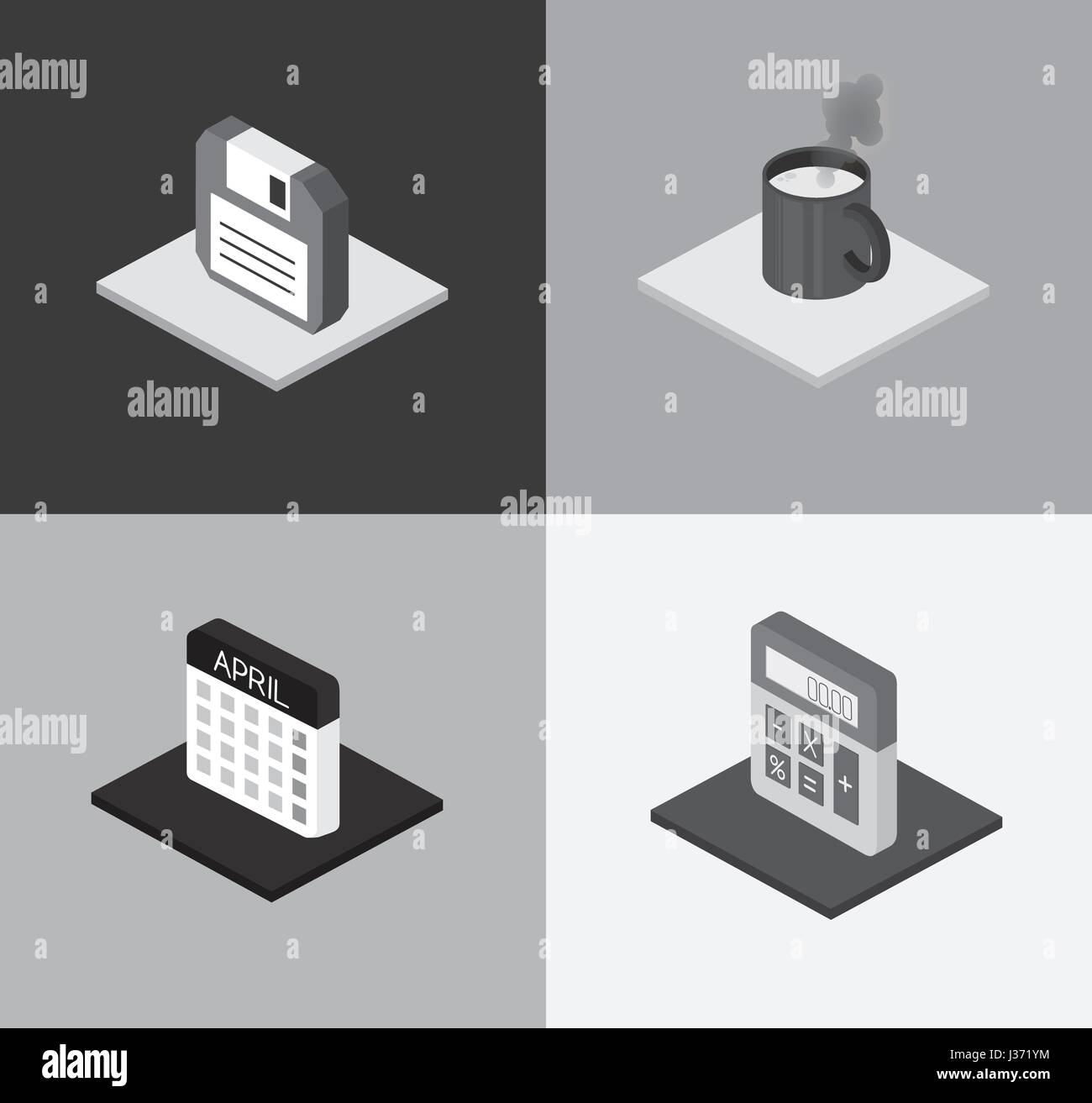 Vector illustration. Set of business isometric flat icons Stock Vector ...