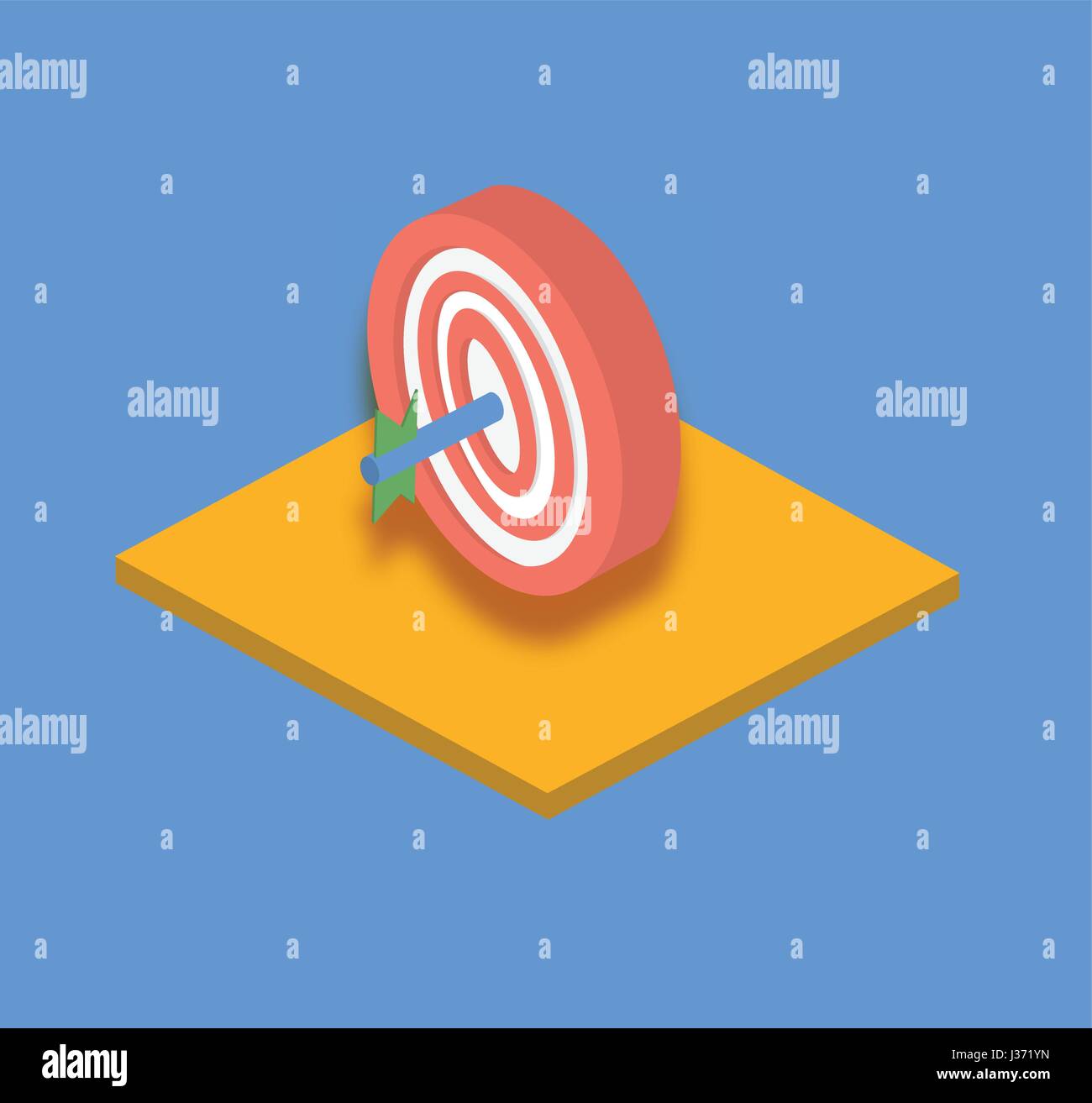 Vector illustration. Target with an arrow isometric flat icon. Success ...