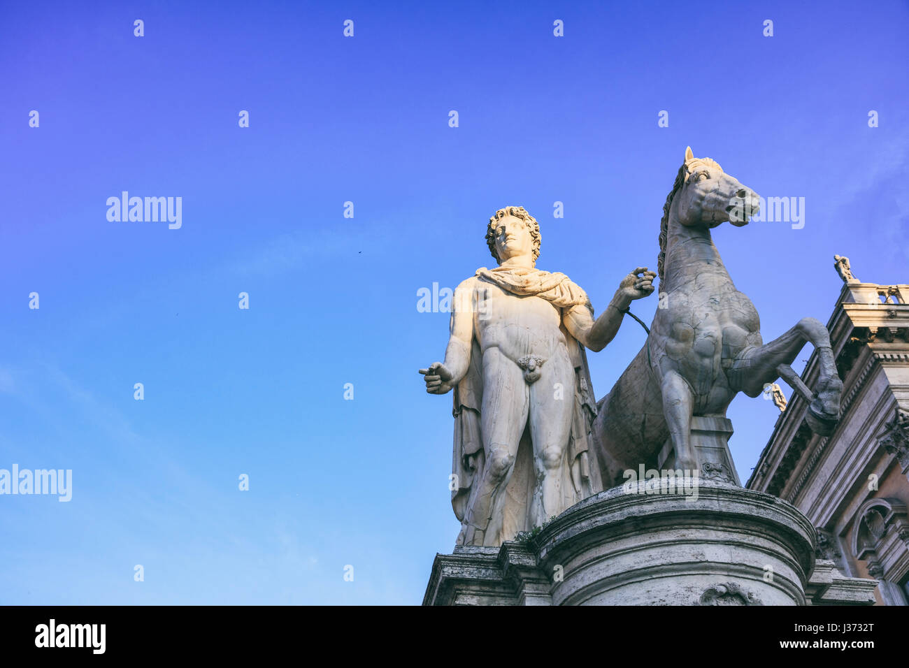 Rome, Italy Castor and Pollux statues, Palazzi di Campidoglio Stock