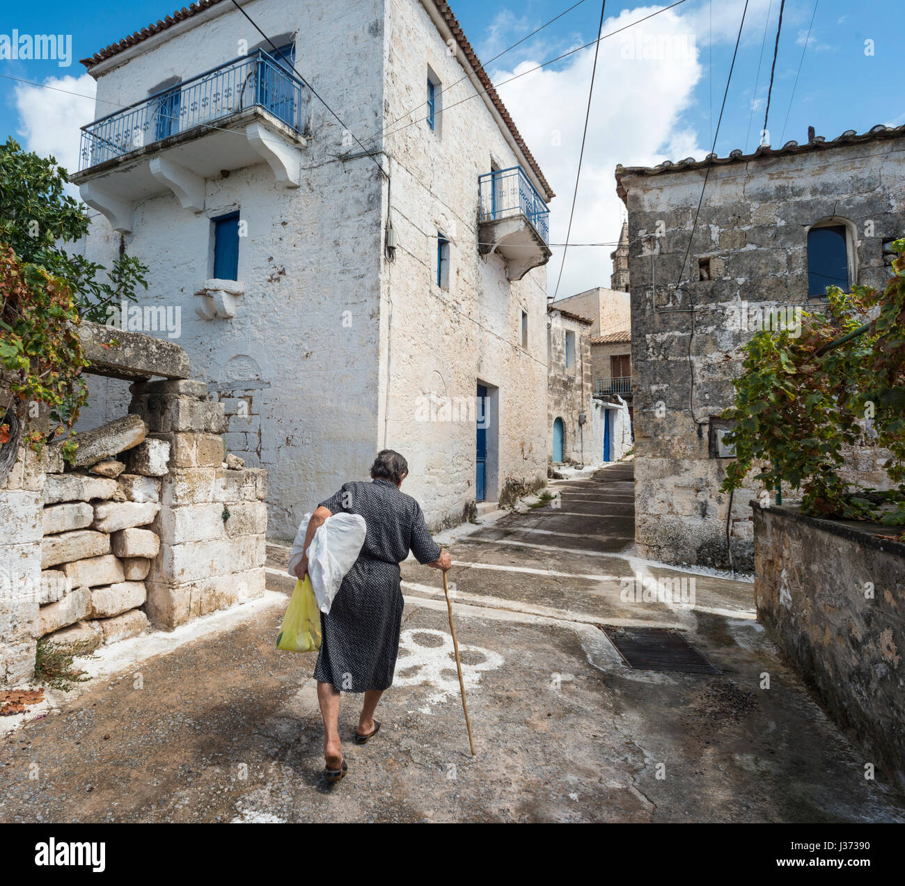A painted lane in the village of Proastio, near Kardamyli in the Outer Mani,  Southern Peloponnese, Greece Stock Photo - Alamy