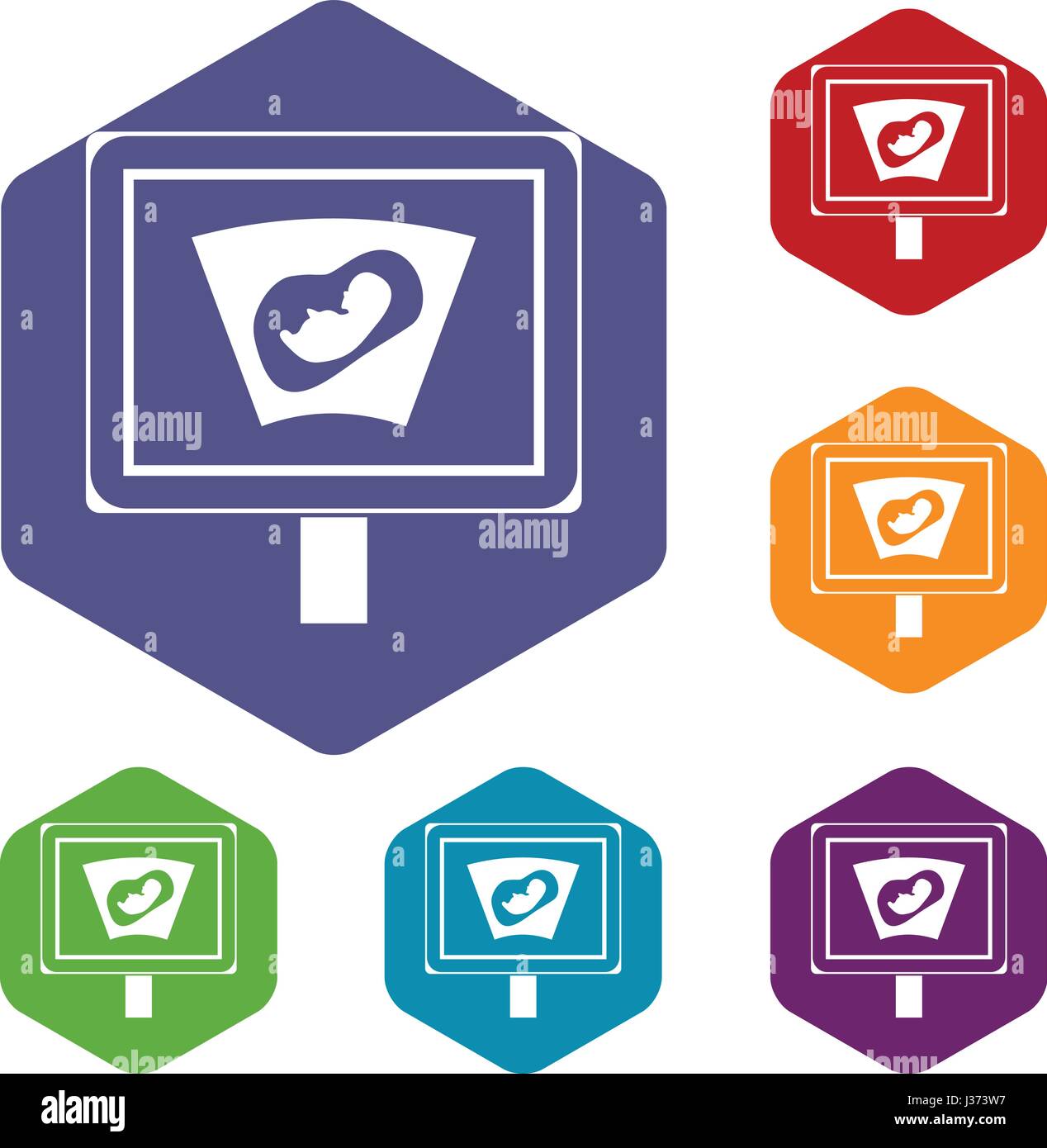 Ultrasound of baby in mother womb icons set Stock Vector Image & Art ...