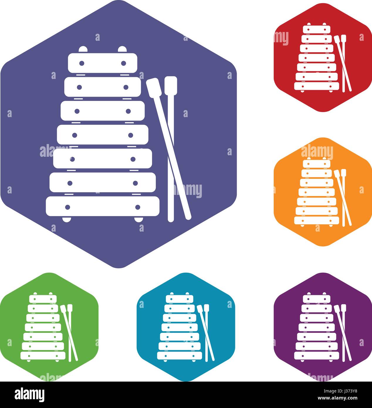 Xylophone and sticks icons set hexagon Stock Vector Image & Art Alamy