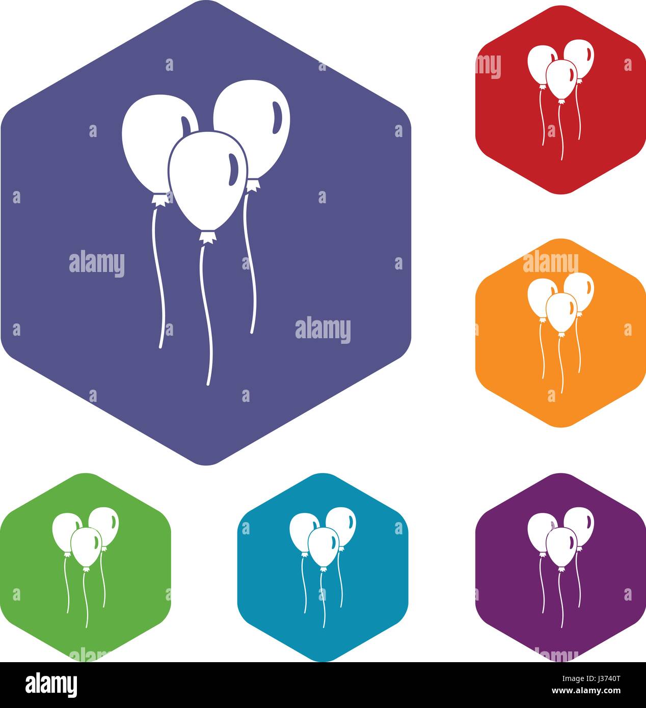 Balloons icons set hexagon Stock Vector Image & Art - Alamy
