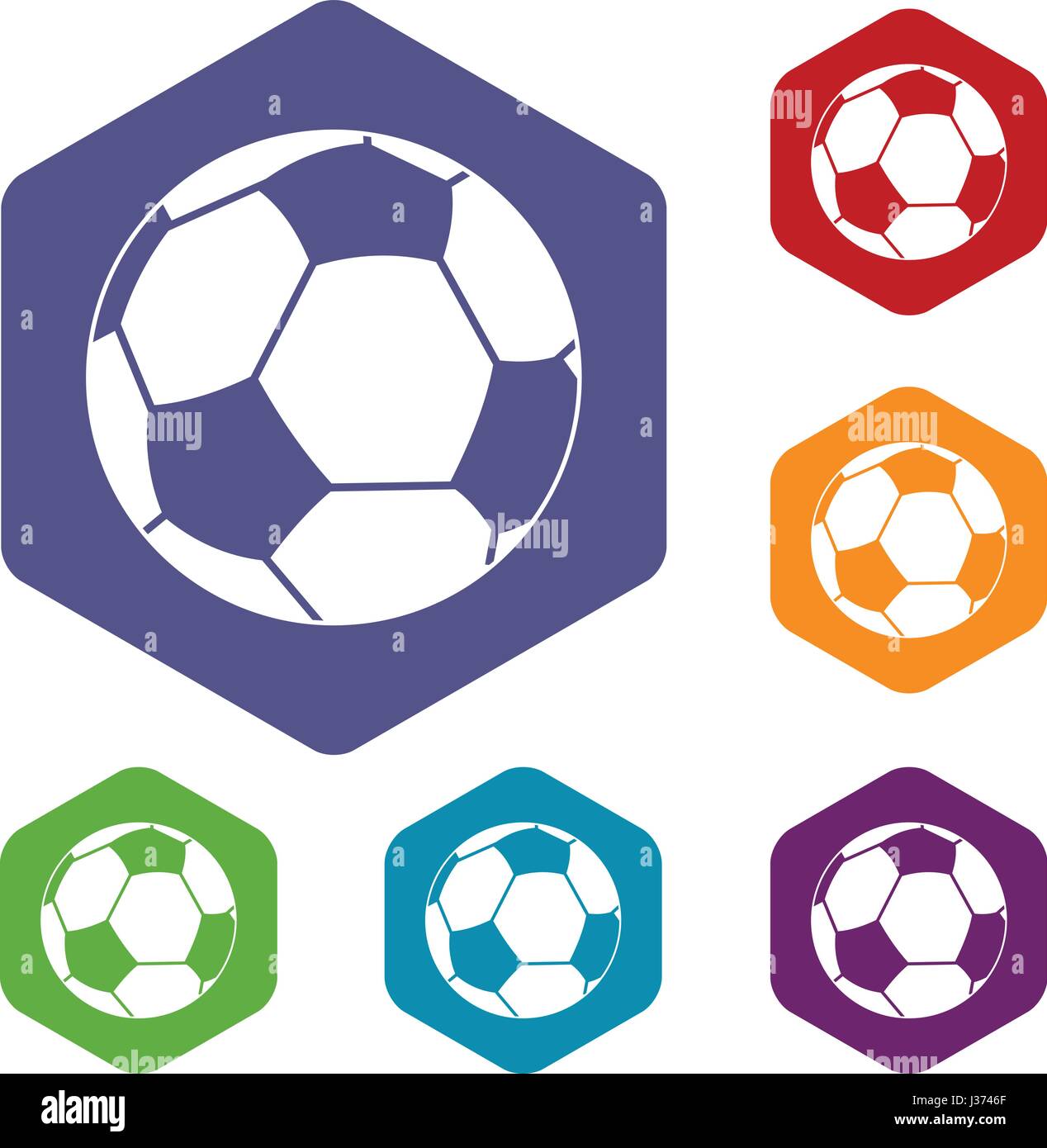 Football ball icons set hexagon Stock Vector Image & Art - Alamy