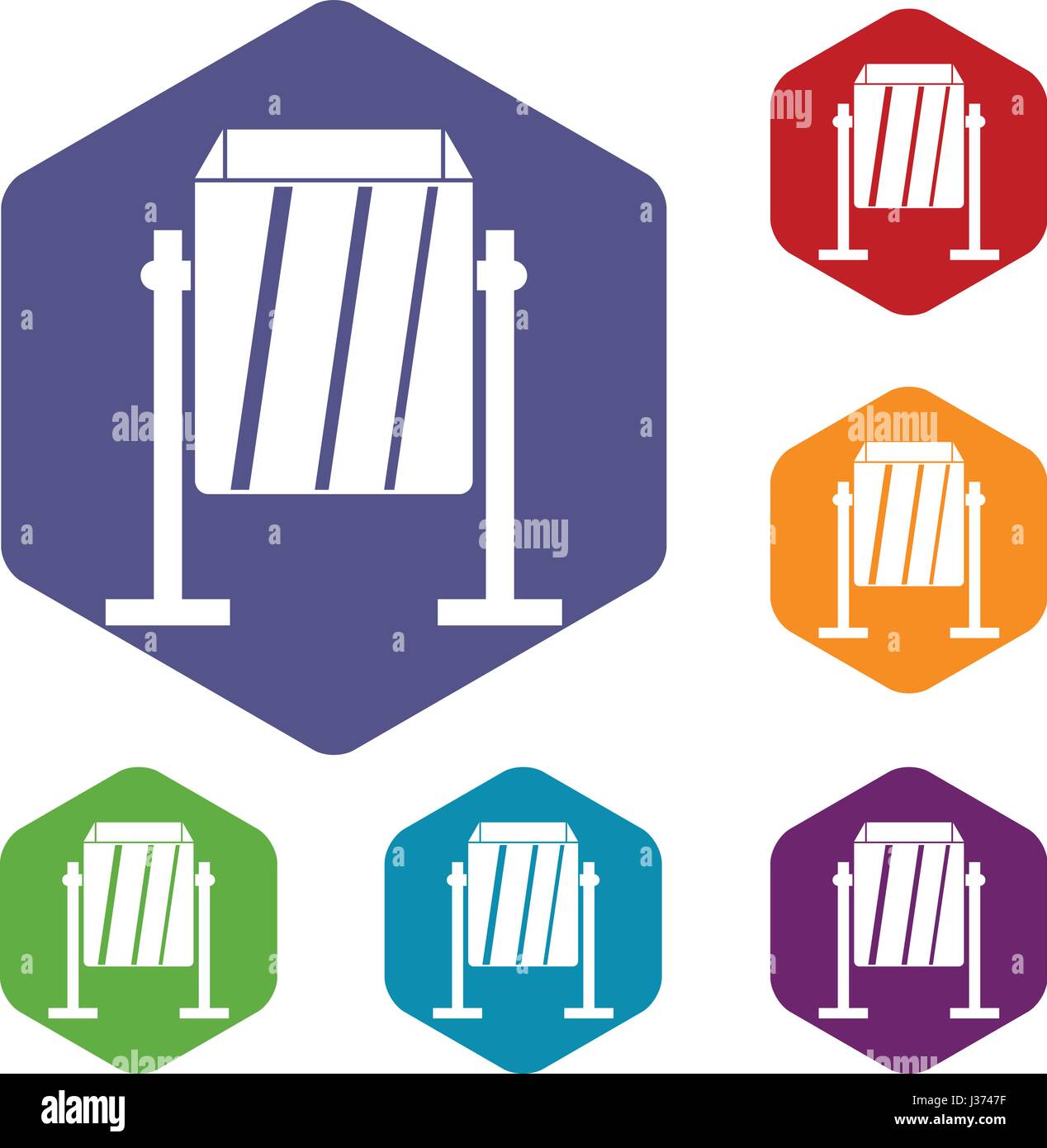 Metal dust bin icons set hexagon Stock Vector Image & Art - Alamy