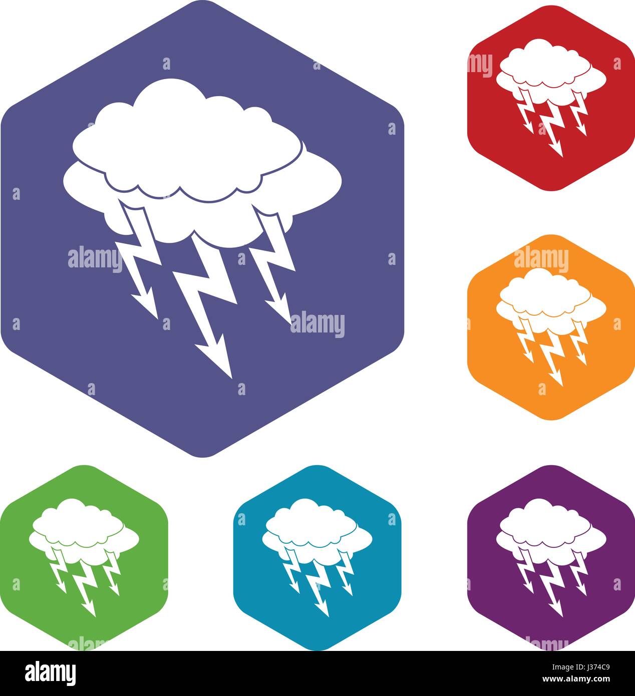 Lightning bolt icons set hexagon Stock Vector Image & Art - Alamy