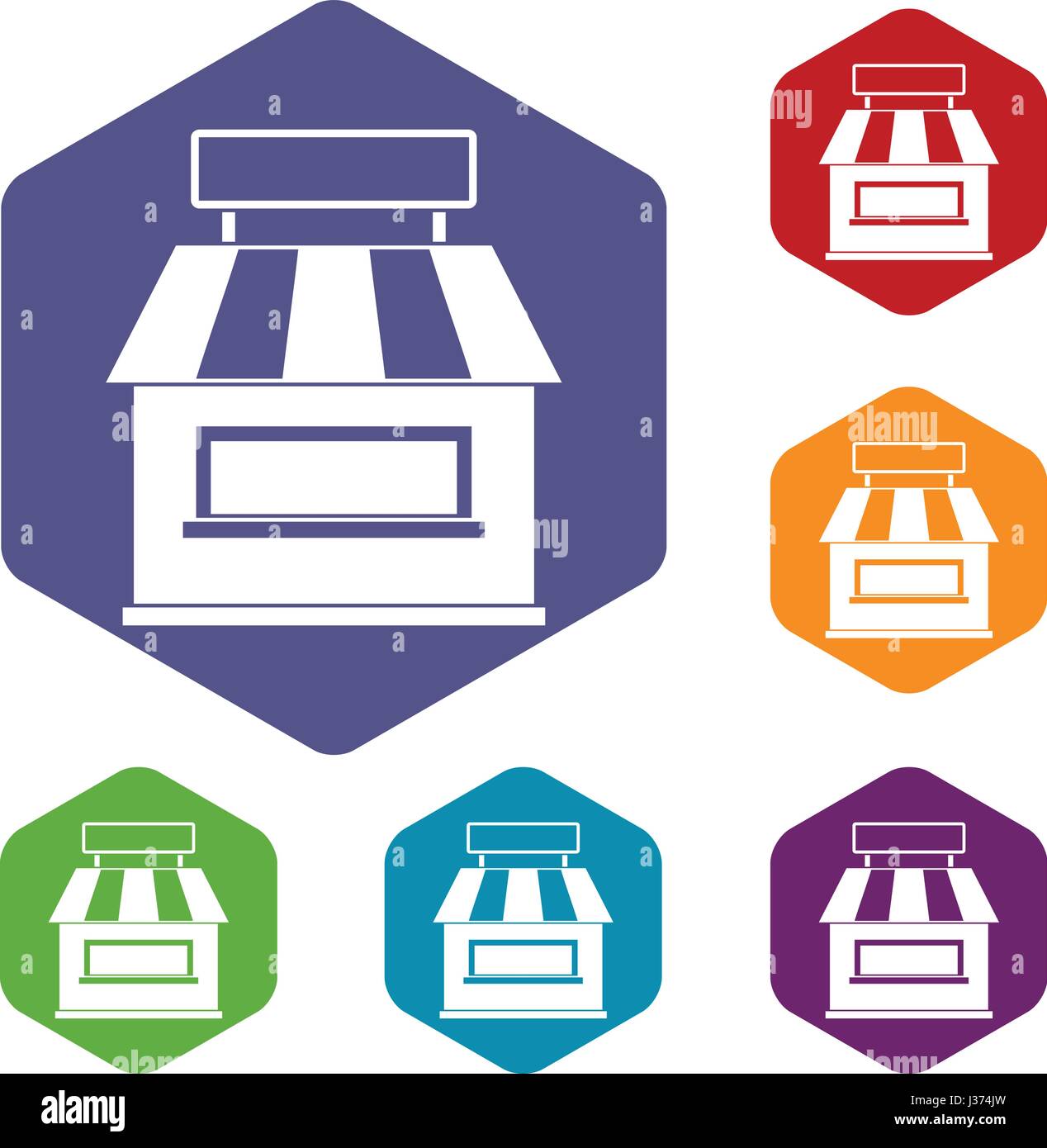 Shop building facade icons set hexagon Stock Vector Image & Art - Alamy