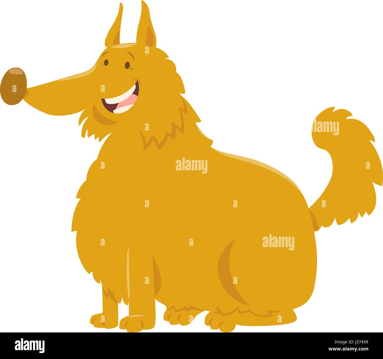 Cartoon Illustration of Yellow Shaggy Dog Animal Character Stock Vector