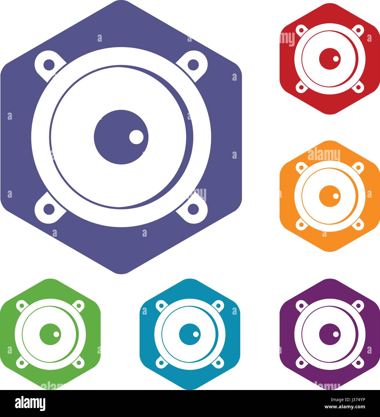 Audio speaker icons set hexagon Stock Vector Image & Art - Alamy