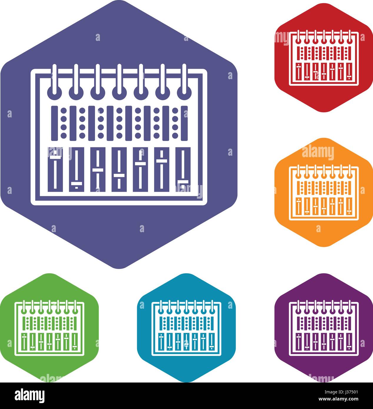 Music equalizer console icons set hexagon Stock Vector Image & Art - Alamy