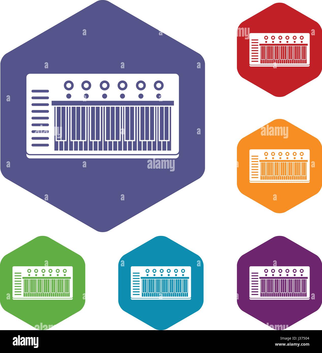 Electronic synth icons set hexagon Stock Vector Image & Art - Alamy