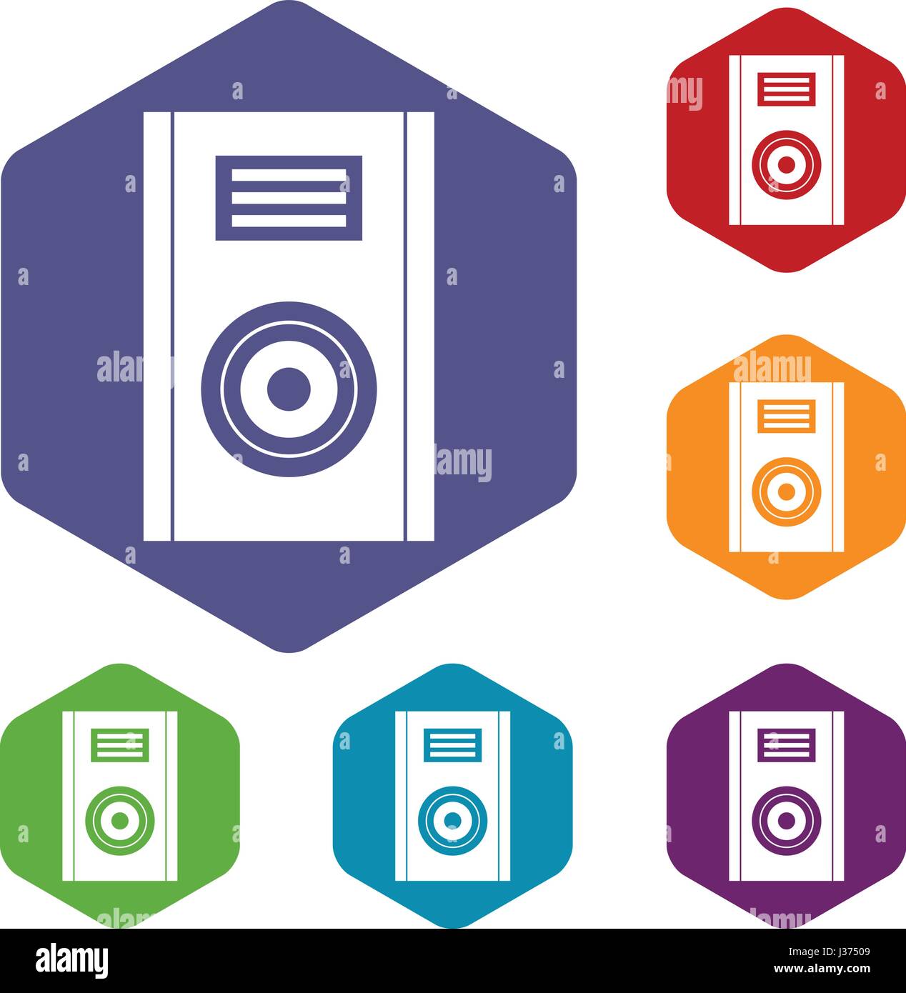 Music speaker icons set hexagon Stock Vector Image & Art - Alamy