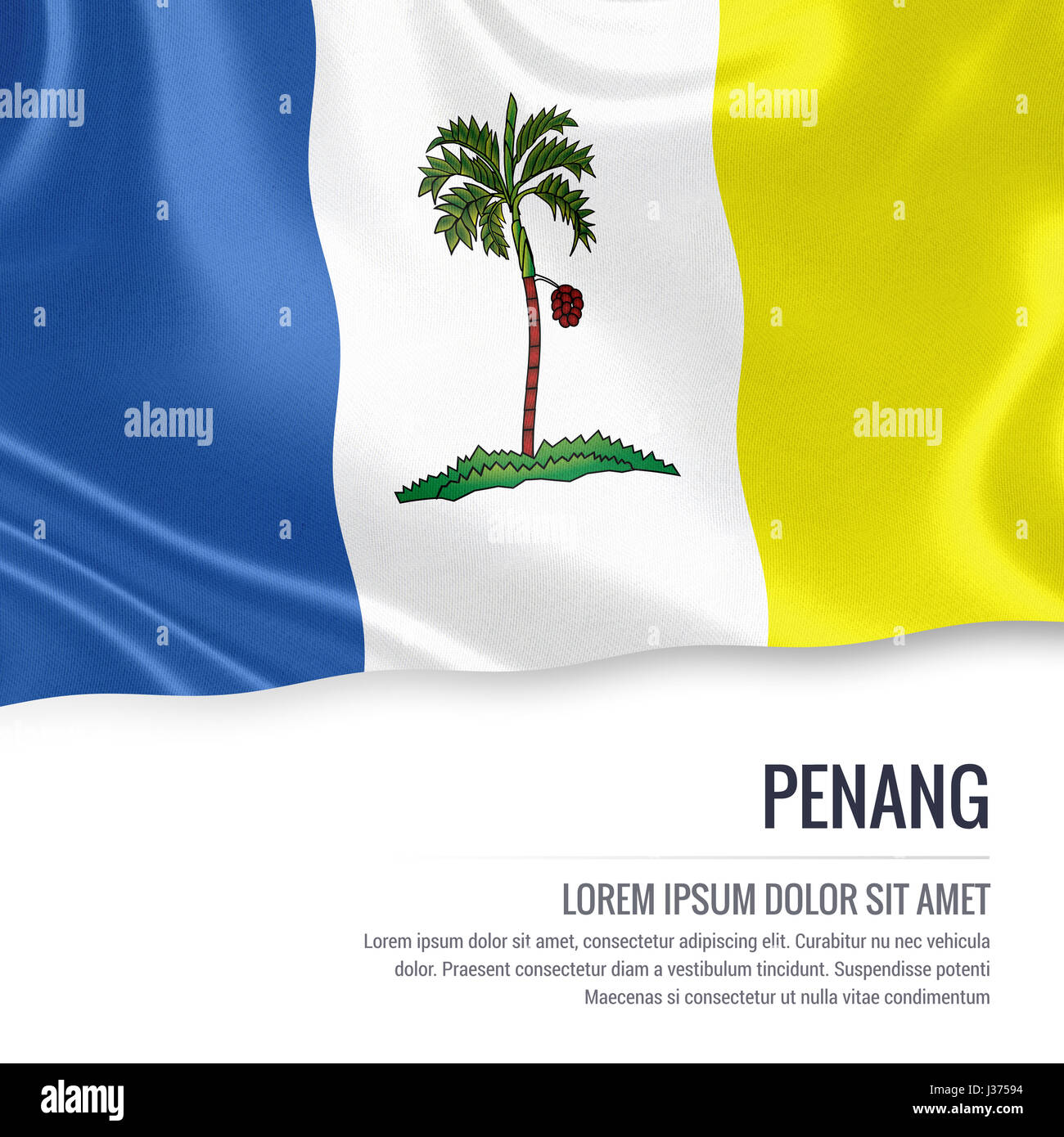 Penang Flag Flag Of Malaysian State Penang Waving On An Isolated White Background State Name And The Text Area For Your Message 3d Illustration Stock Photo Alamy