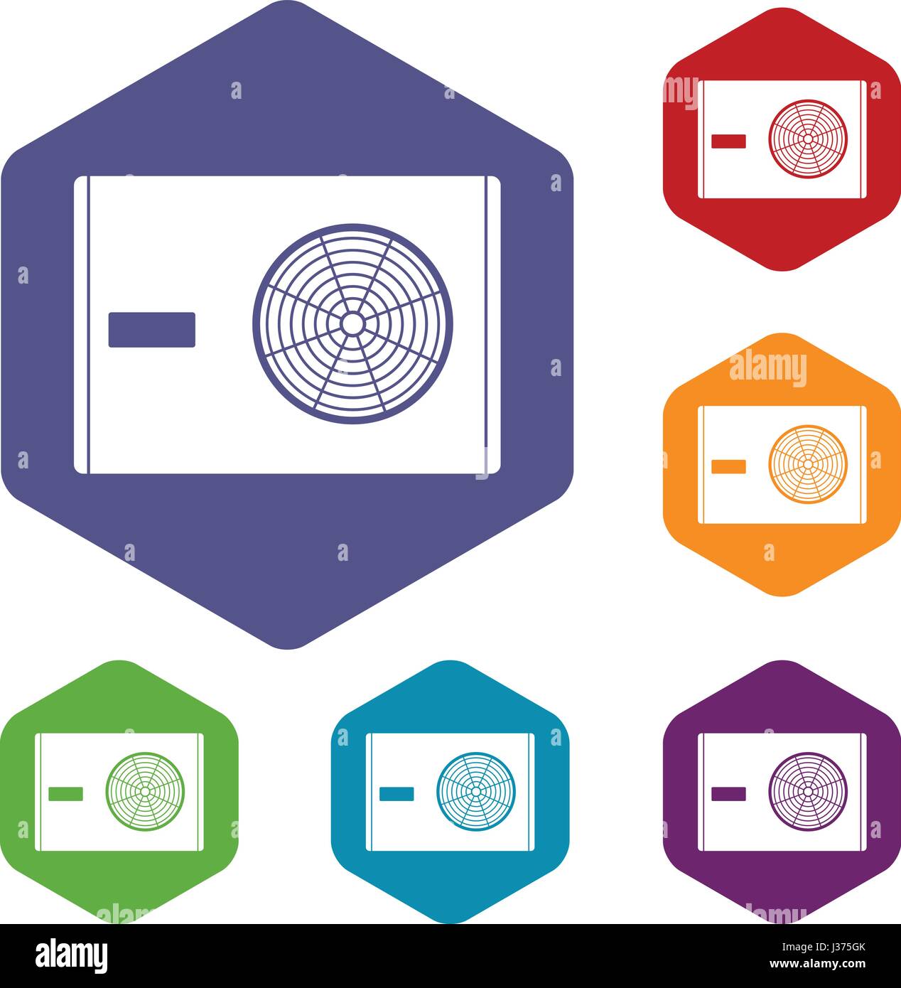 Outdoor compressor of air conditioner icons set Stock Vector Image ...