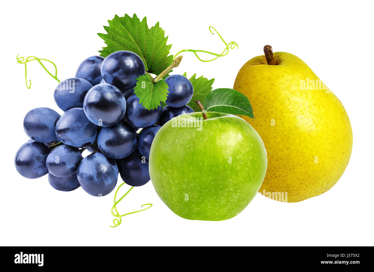 apples,grapes,pear  isolated on white background Stock Photo