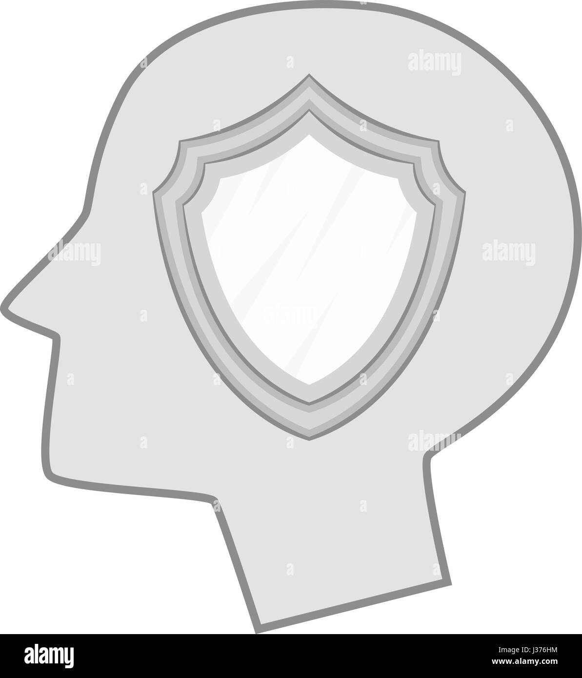 Shield inside human head icon monochrome Stock Vector Image & Art - Alamy