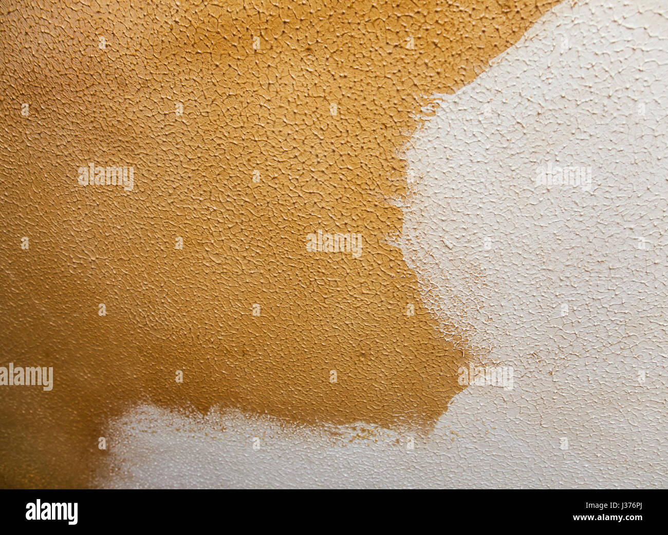 Cleaning Nicotine Stained Artex Ceiling In Progress Process Of