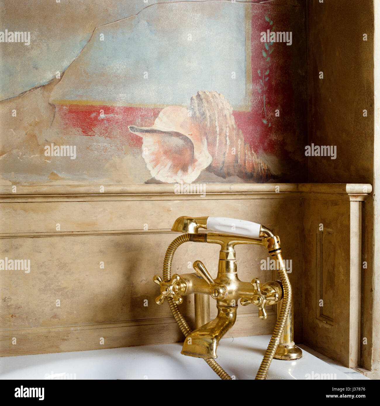 Bathtub with fresco. Stock Photo