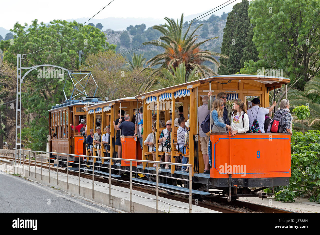 tramway in Port de Sóller, Mallorca, Spain Stock Photo