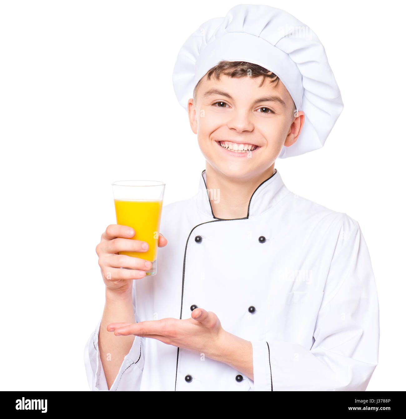 Teen boy wearing chef uniform Stock Photo Alamy
