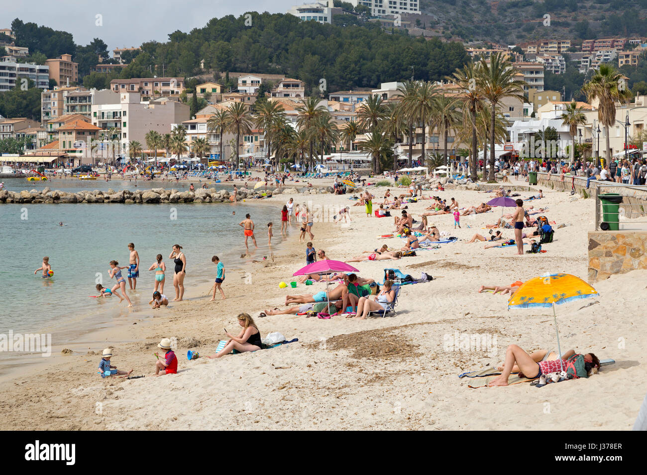 Mallorca beach people sunbathing hires stock photography and images