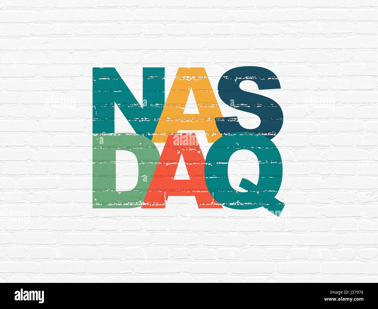 Stock market indexes concept: NASDAQ on wall background Stock Photo