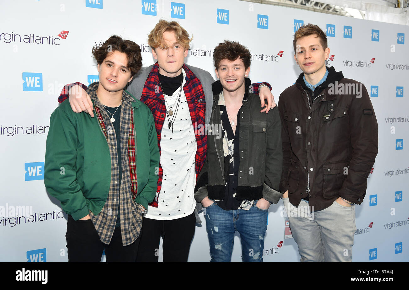 (left to right) The Vamps' Brad Simpson, Tristan Evans, Connor Ball and James McVey who have said Taylor Swift inspired them to become musicians but it would be aiming high to collaborate with her. Stock Photo