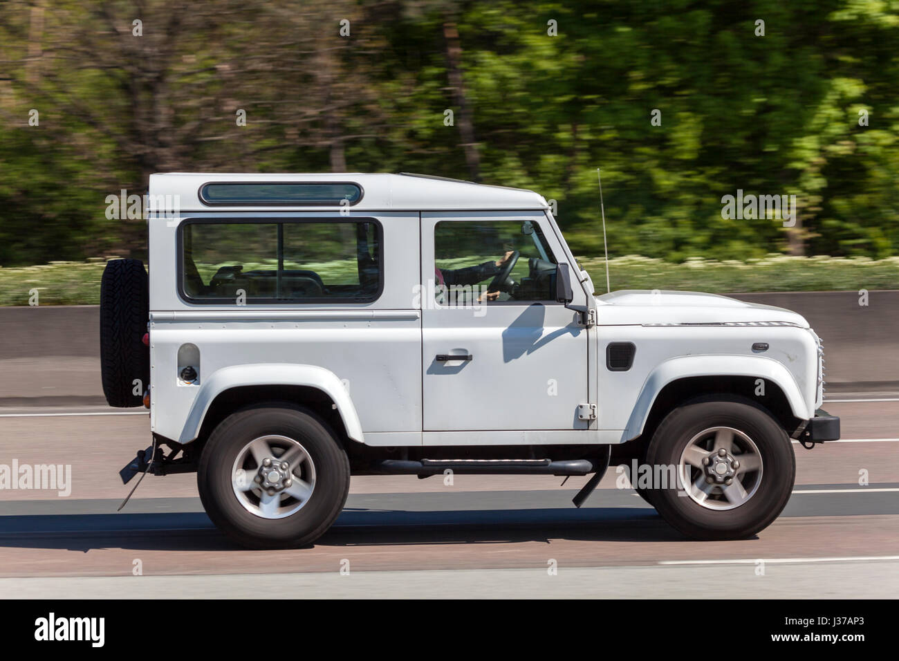 Frankfurt, Germany - March 2017: Land Rover Defender 90 driving on the highway in Germany Stock Photo - Alamy