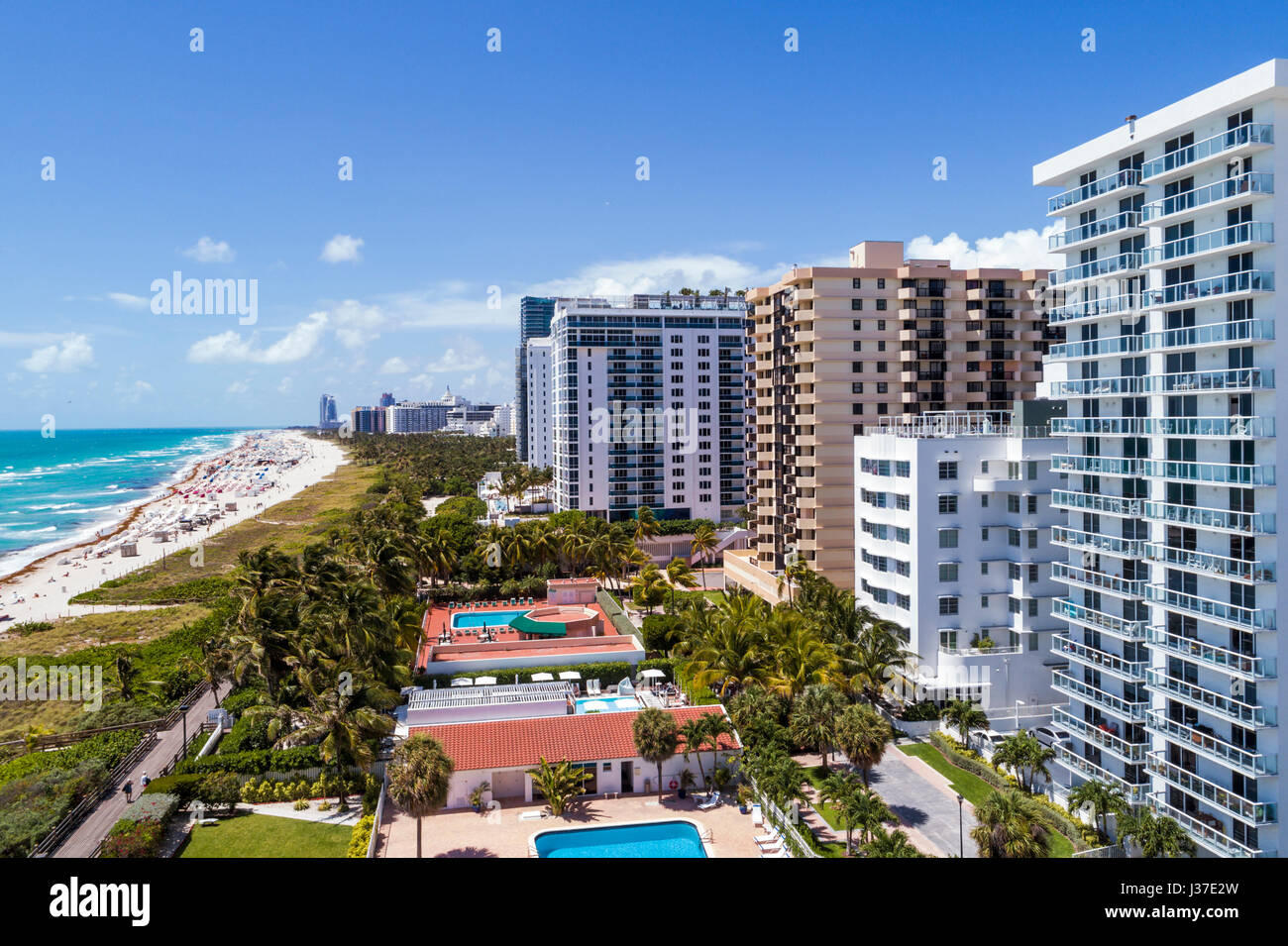 Florida, FL, South, Miami Beach, sand, Atlantic Ocean, surf, aerial Stock  Photo - Alamy