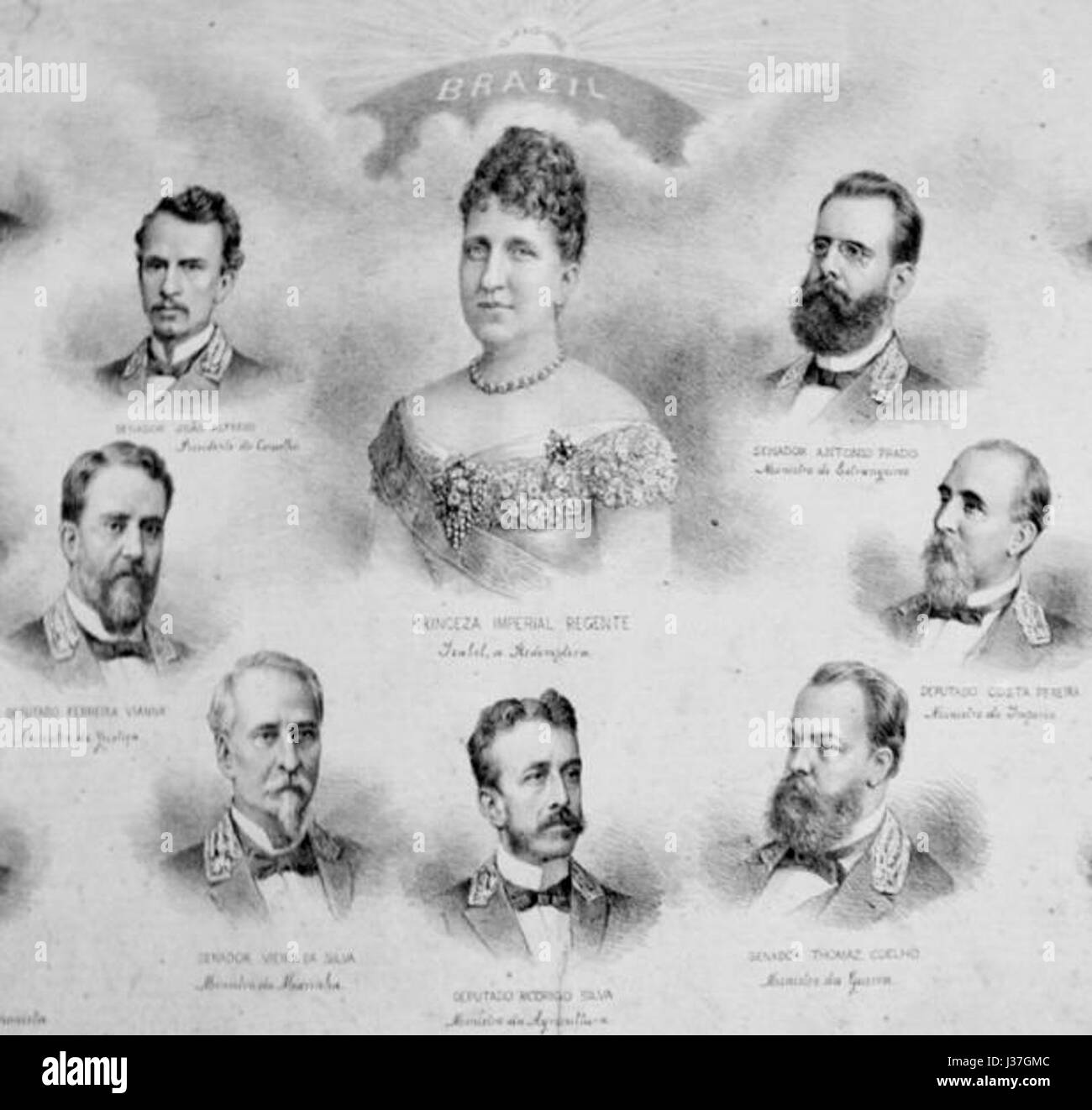 This refers to Rodrigo Silva, a Brazilian politician, and his role in the Brazilian government during 1888. The term 'Gabinete' refers to the cabinet of government ministers during his time. Stock Photo
