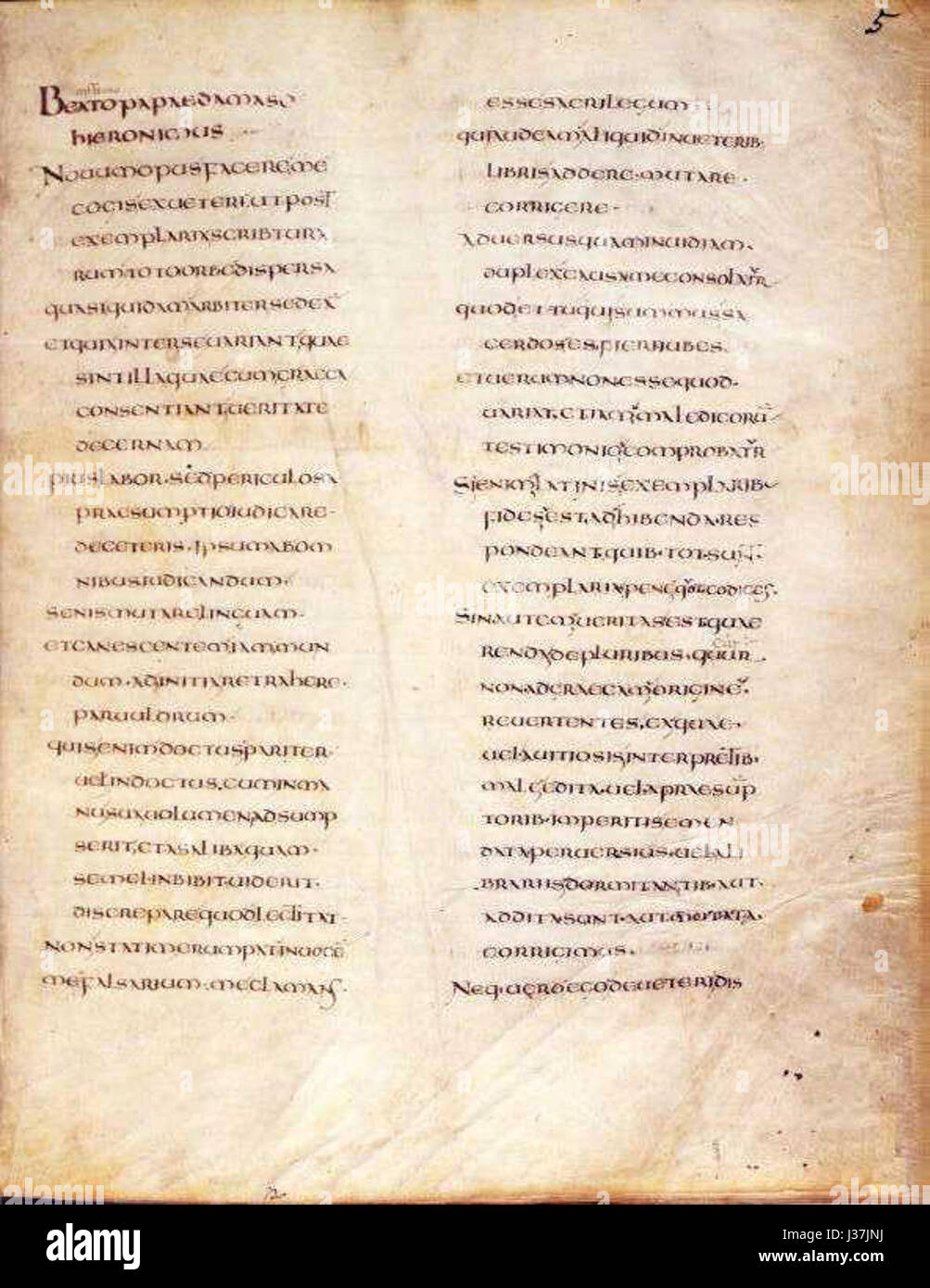 The Codex Beneventanus is a medieval manuscript, and Folio 5r contains ...