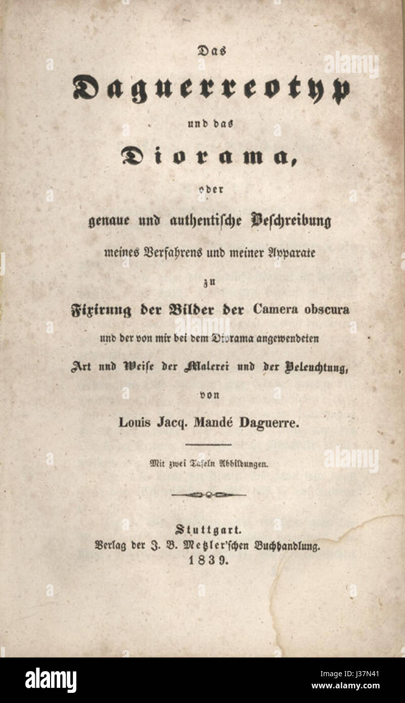 Daguerre Beschreibung meines Verfahrens 1839 Stock Photo
