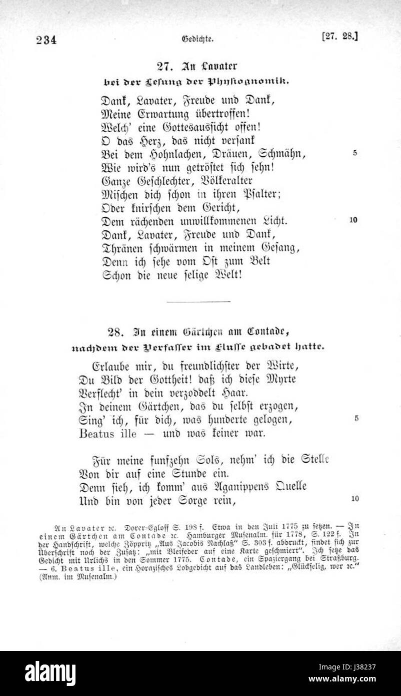 A historical document from the movement 'StÃ¼rmer und DrÃ¤nger', exploring the emotional and artistic expression of German Romanticism through literary works. Stock Photo