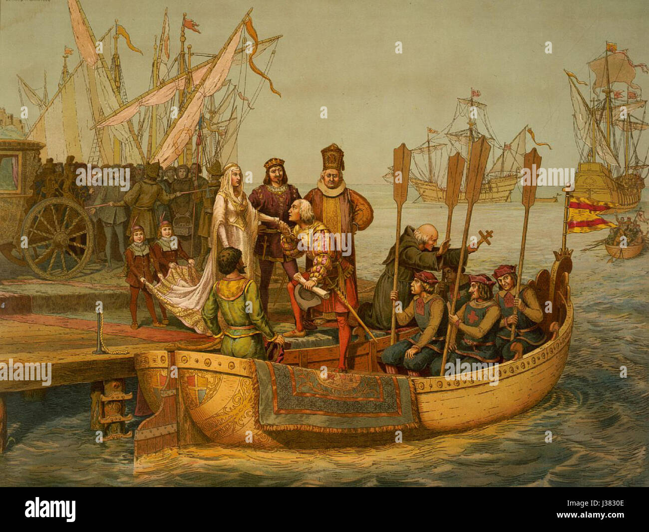 Christoph Kolumbus Abfahrt in Spanien' depicts Christopher