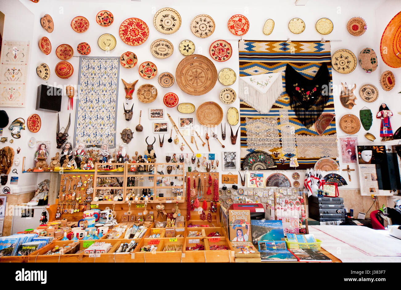 Casa dell'artigianato, Sardinian handicrafts shop, Dorgali, Sardinia, Italy Stock Photo