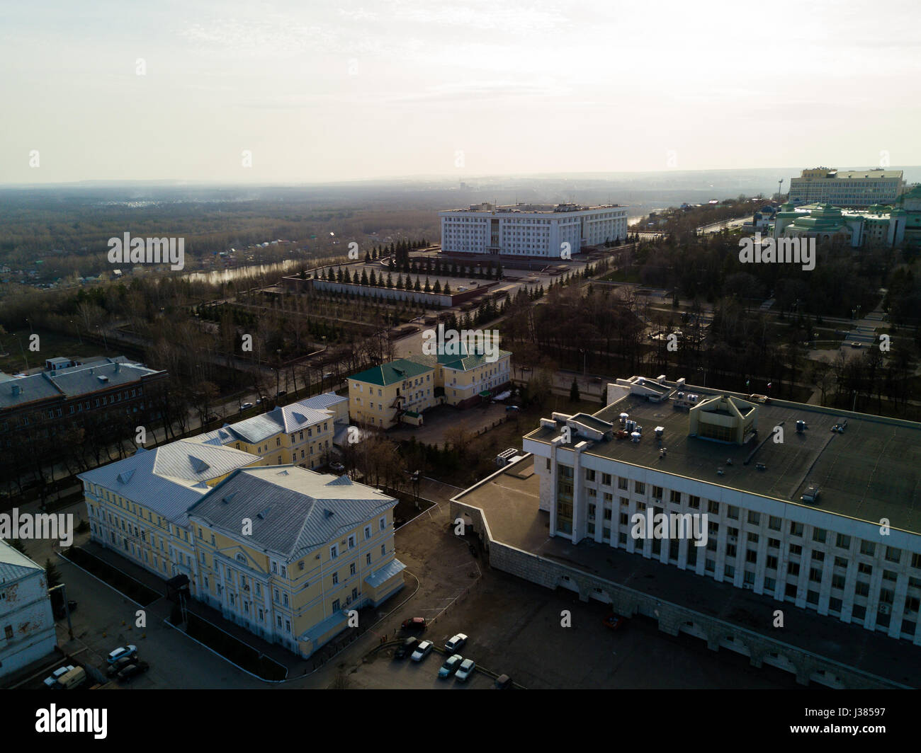 The cultural center of Ufa city. Aerial view Stock Photo