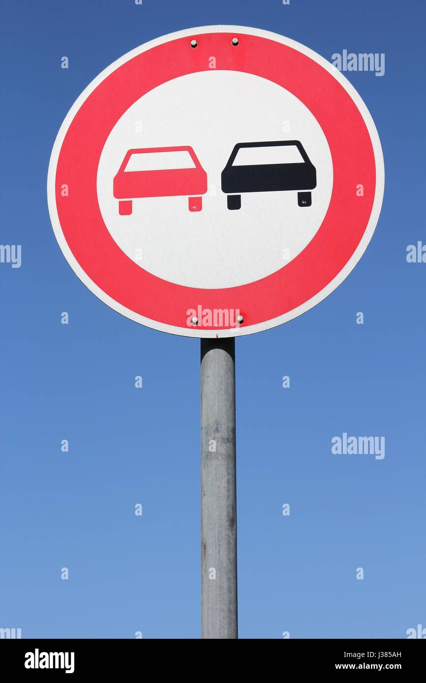 German road sign no overtaking Stock Photo Alamy