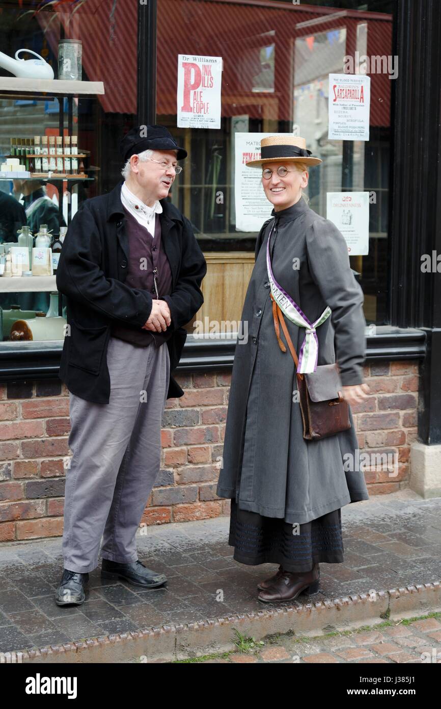 People in period costume at Blists Hill Victorian Museum, Shropshire, UK Stock Photo