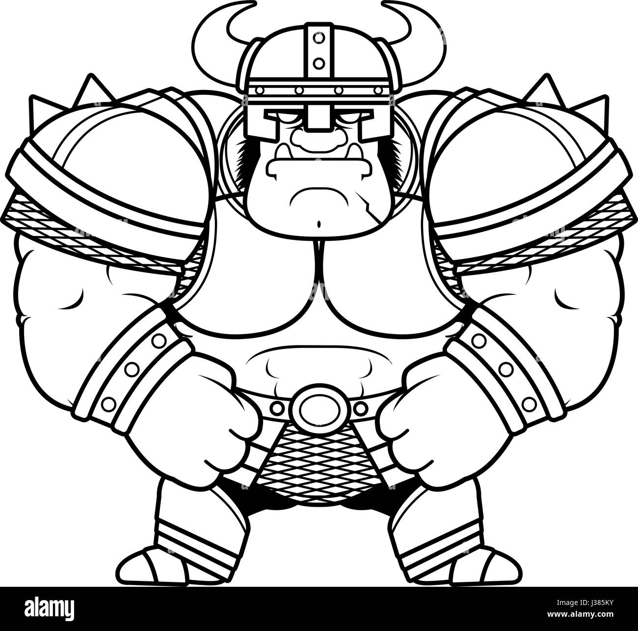 A cartoon illustration of a muscular orc in armor. Stock Vector