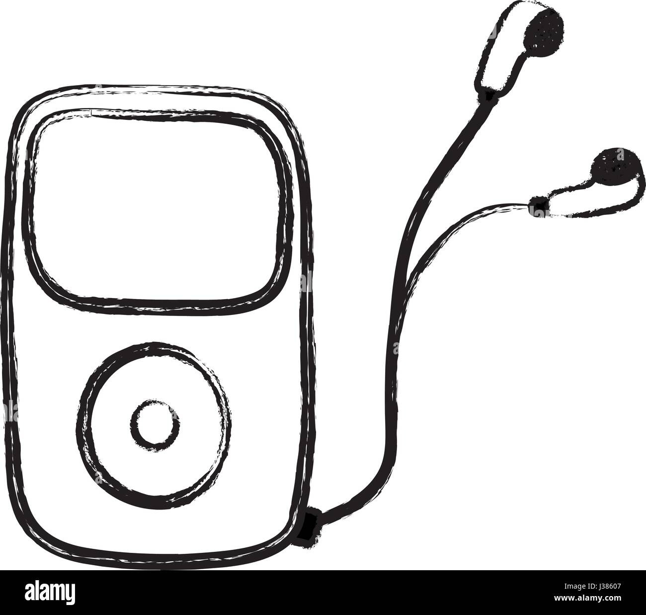 figure mp3 player with headphones to listen music Stock Vector Image