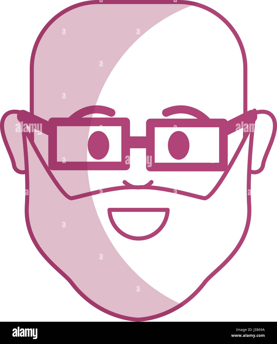silhouette head man with beard and glasses in the face Stock Vector ...