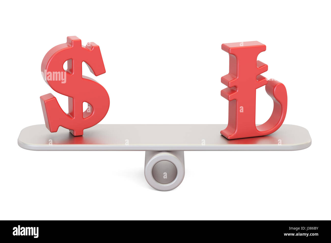 Dollar or Lira, balance concept. 3D rendering isolated on white background Stock Photo