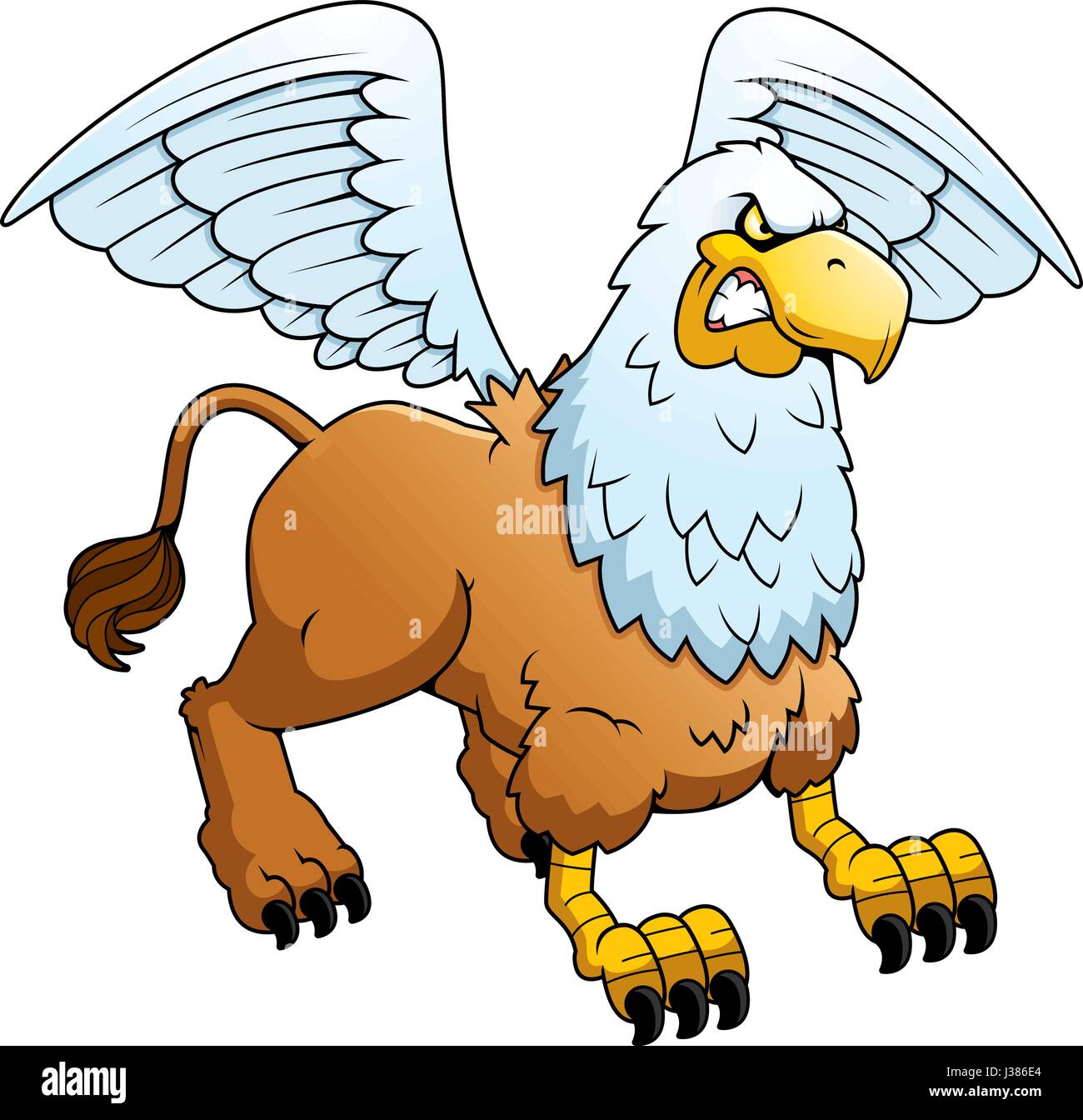 A cartoon illustration of a griffin looking angry. Stock Vector