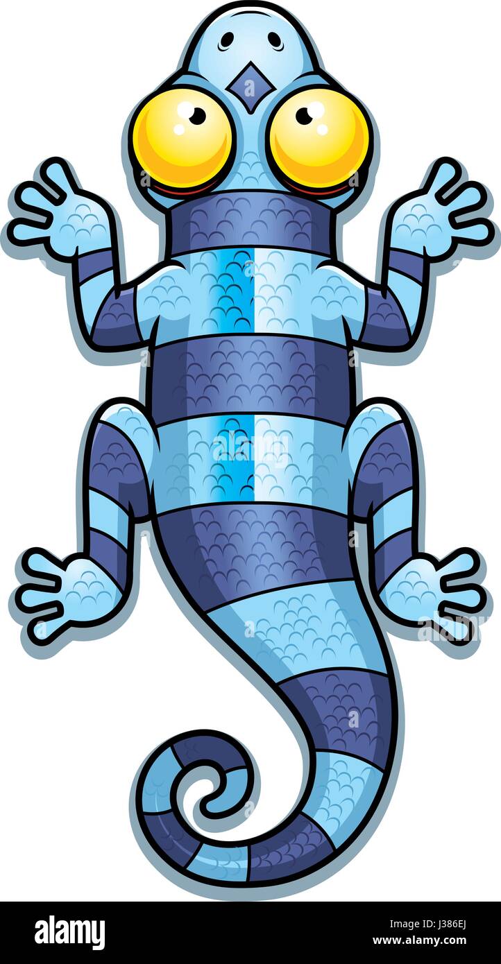 A cartoon illustration of a blue lizard with stripes. Stock Vector