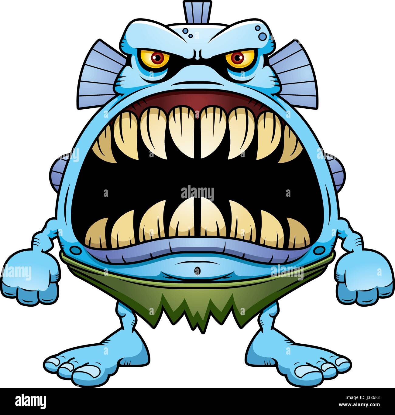 A cartoon illustration of a fish creature with a big mouth full of sharp  teeth Stock Vector Image & Art - Alamy